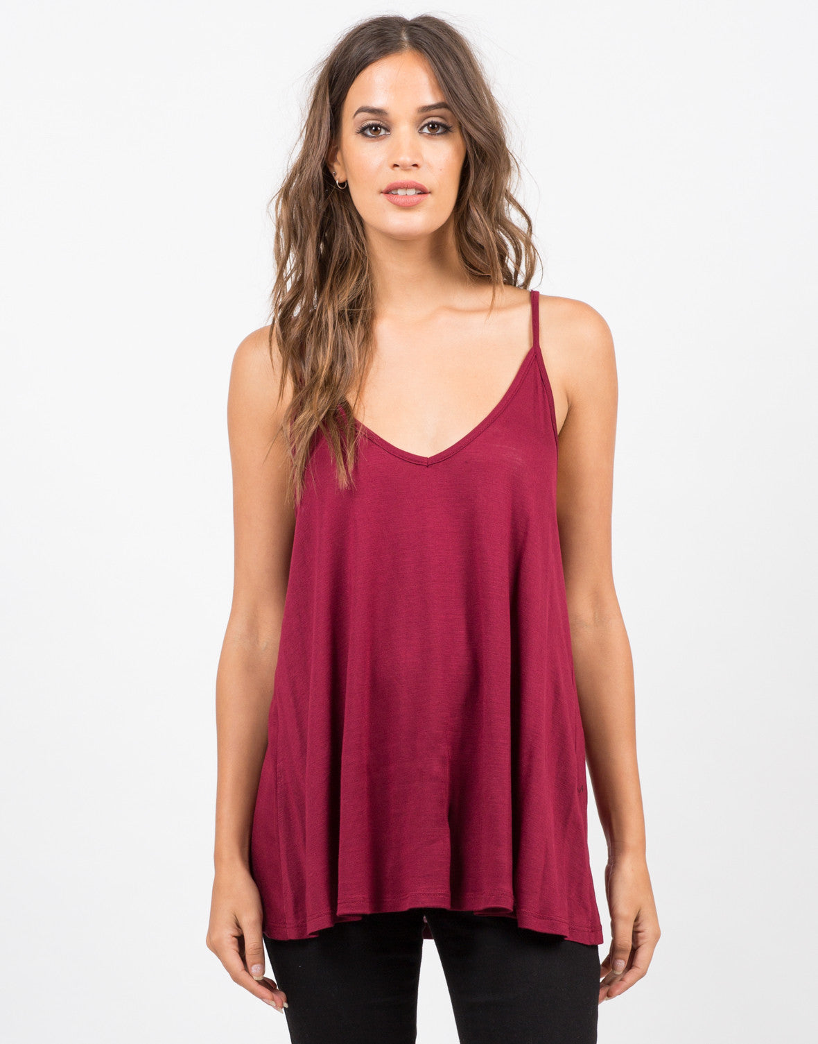 Flare and Flow Tank Top - Red Tank - White Top – Tops – 2020AVE