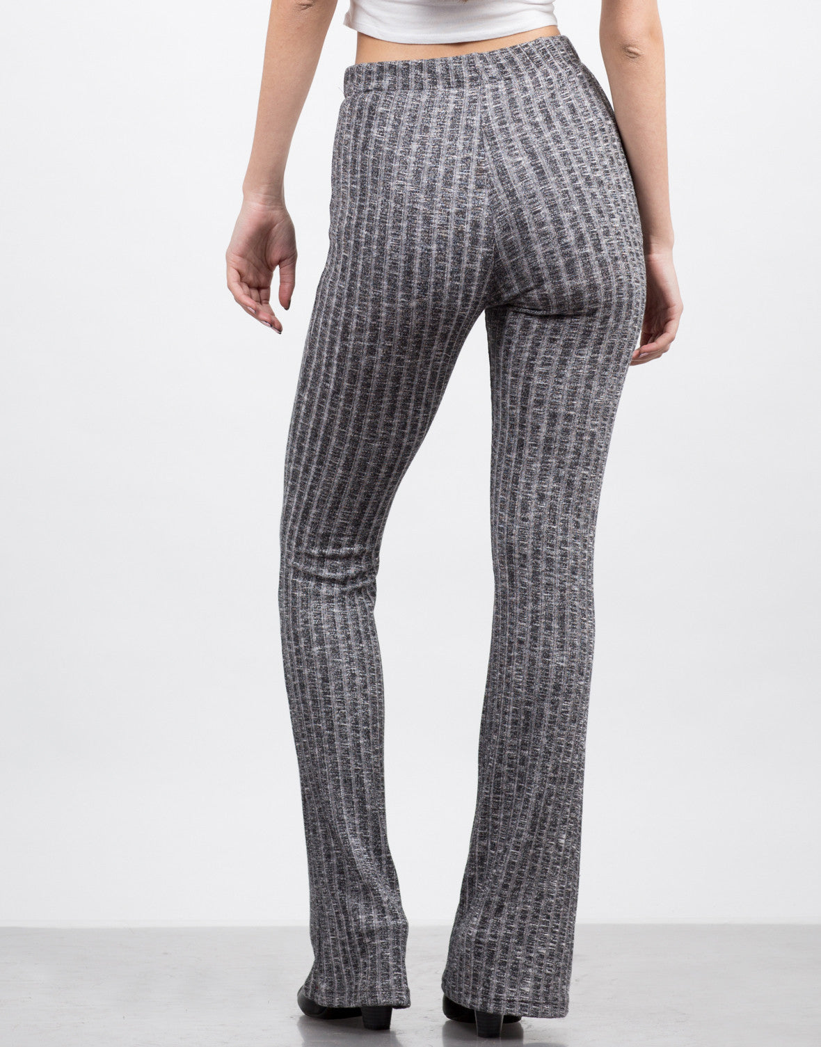 Flare Ribbed Pants - Grey Leggings - Womens Bottoms – 2020AVE