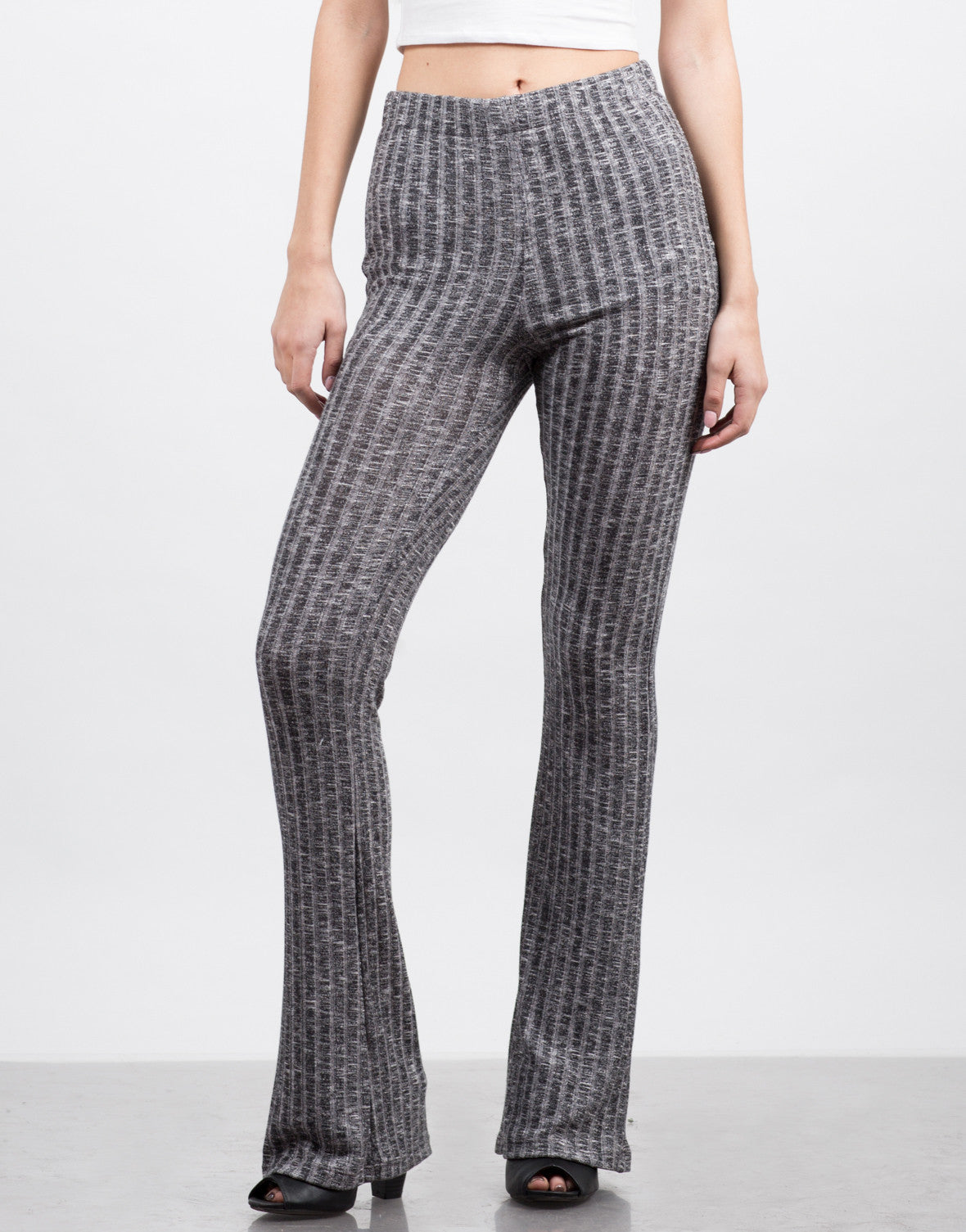 Flare Ribbed Pants - Grey Leggings - Womens Bottoms – 2020AVE