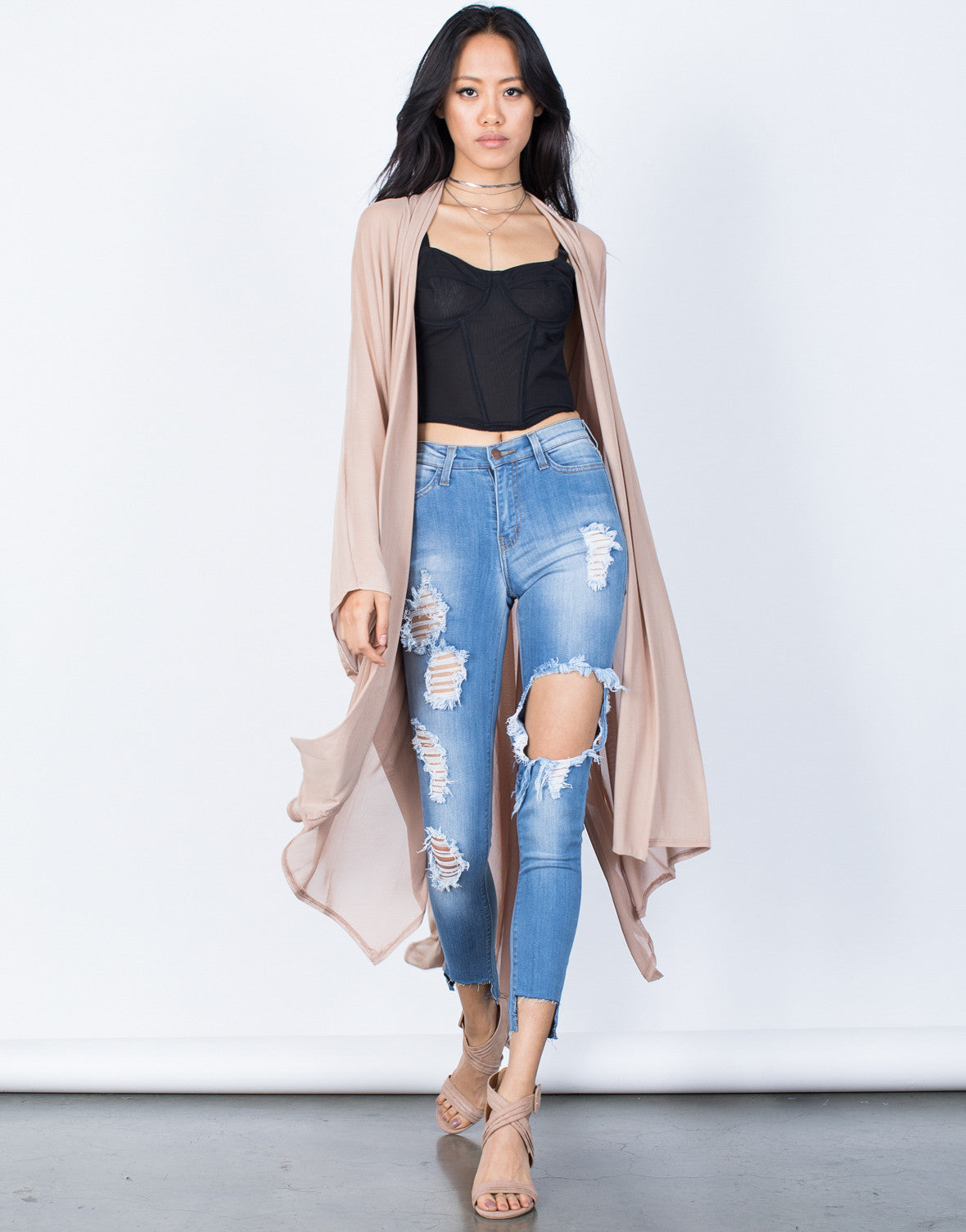 long sheer duster cardigan