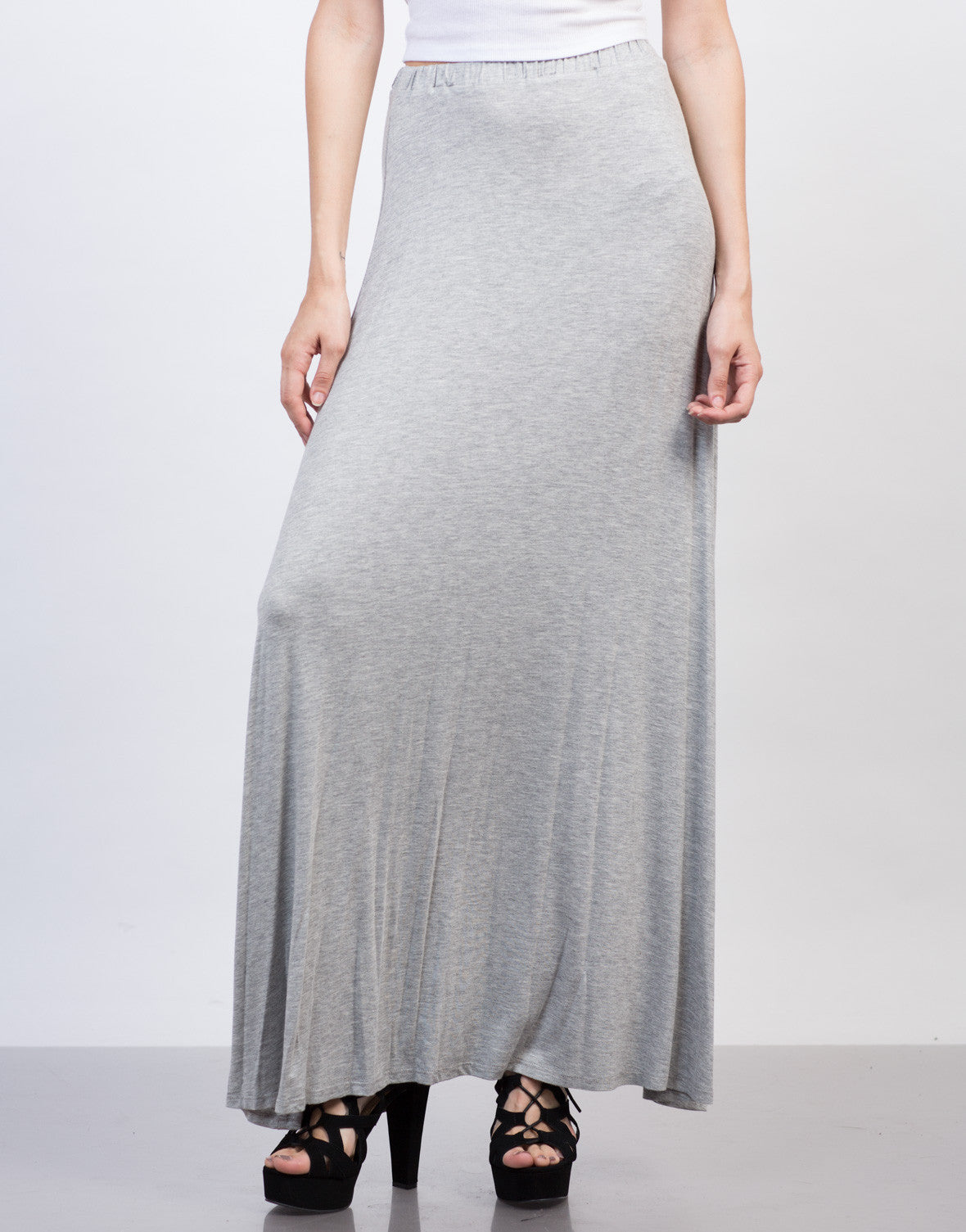 Flowy Maxi Skirt - Heather Grey Maxi Skirt - Lightweight Maxi Skirt ...