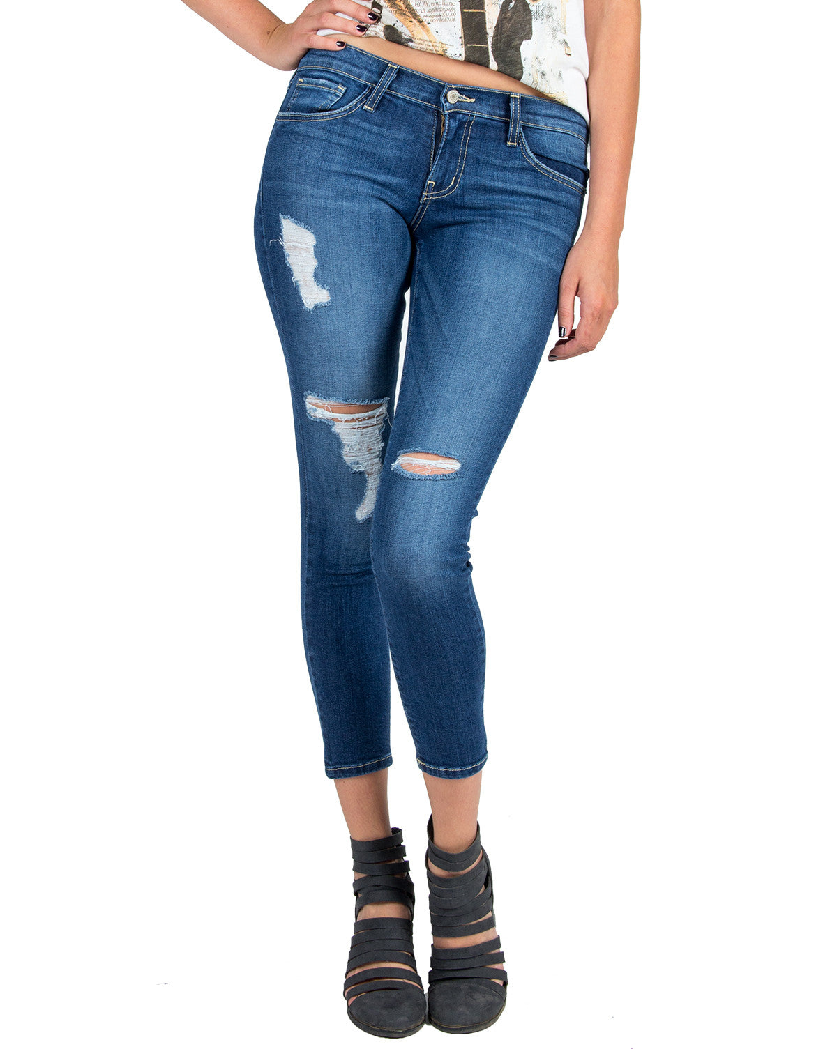 Flying Monkey - Cropped Lightly Distressed Skinny Jeans – 2020AVE