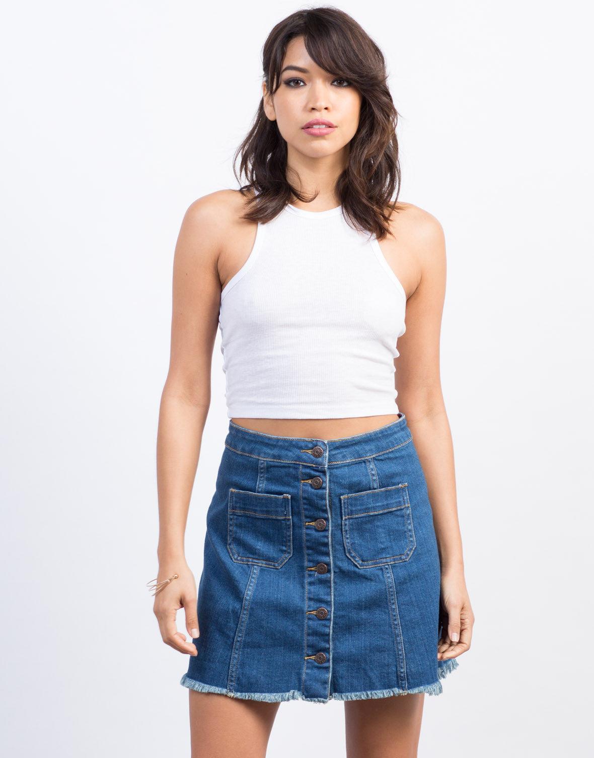 Frayed Denim Skirt - Distressed Denim Skirt - Jean Skirt – 2020AVE