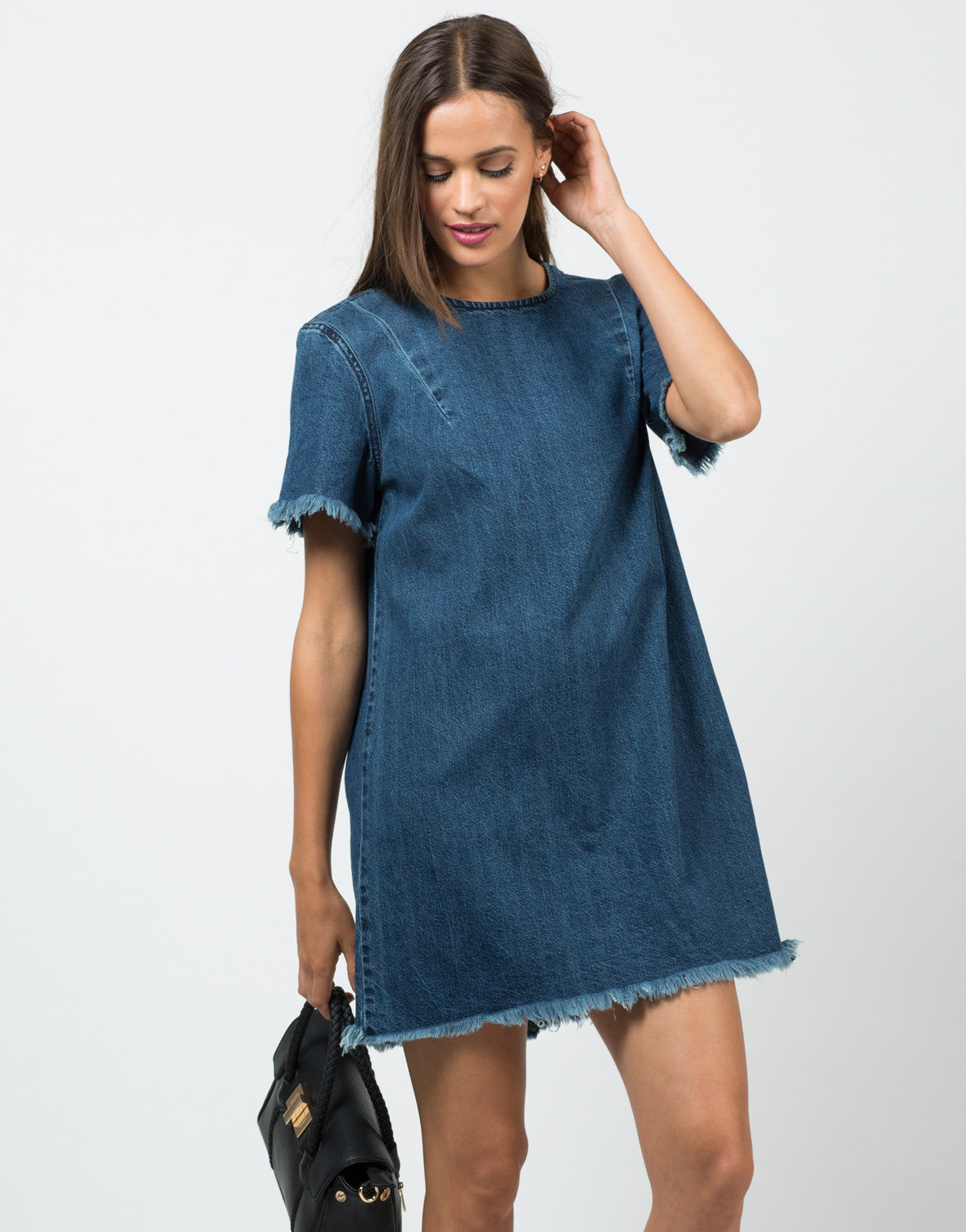 frayed denim dress