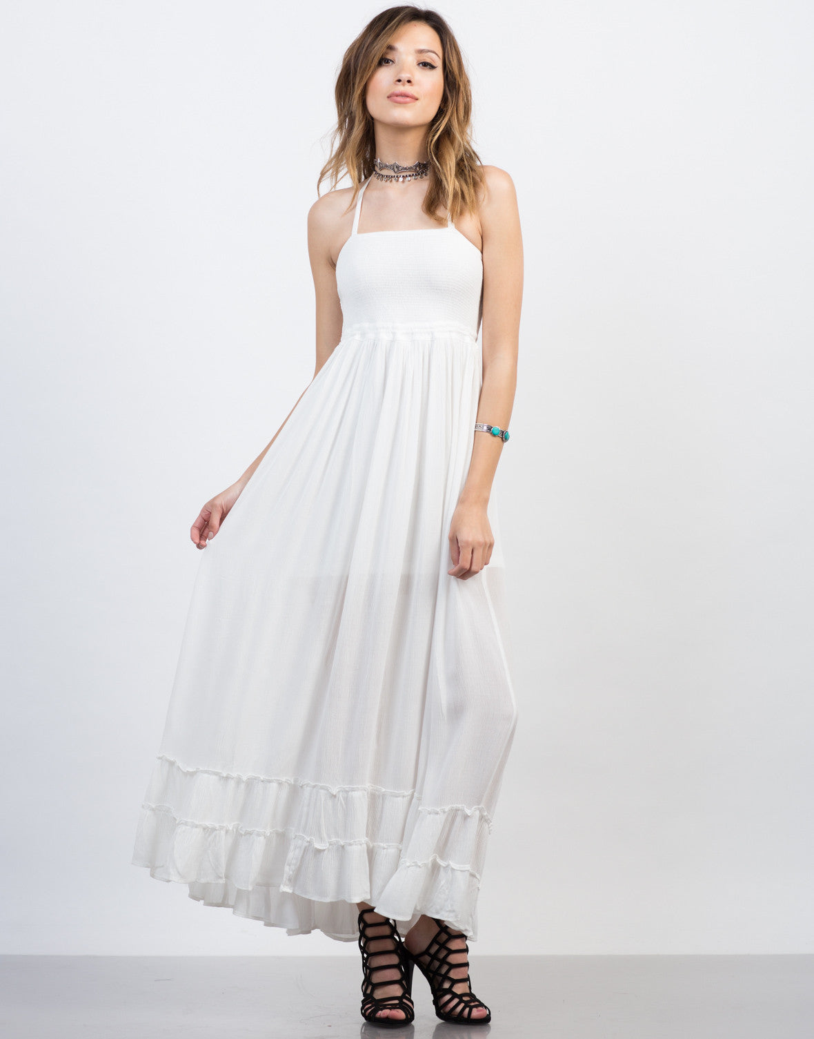 white frilly summer dress