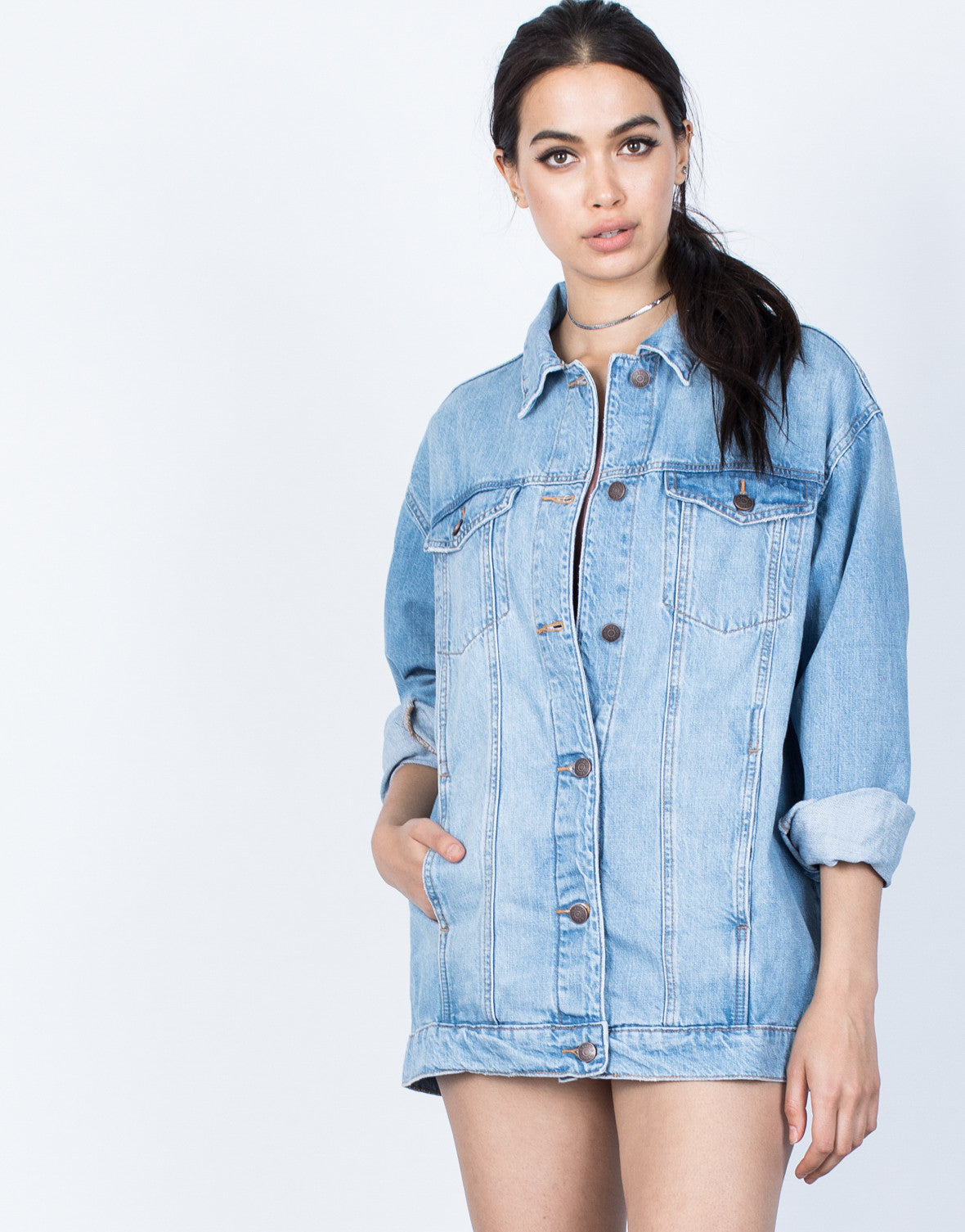 light blue denim jacket girls