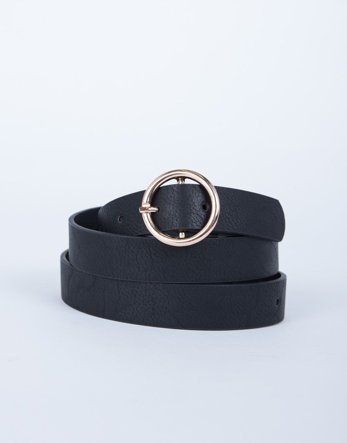 Golden Ring Leather Belt - Faux Leather Belt - Circle Ring Belt – 2020AVE