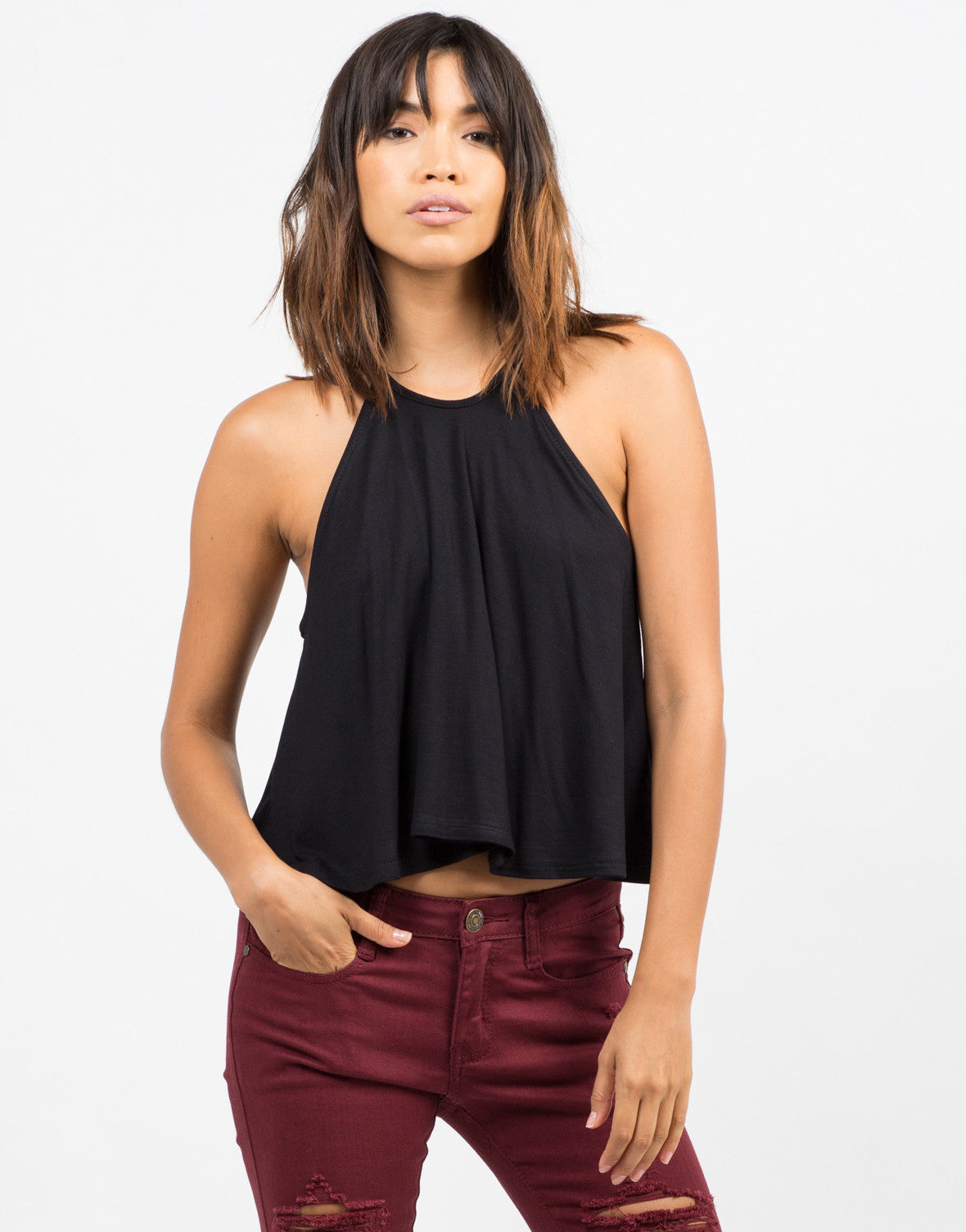 high neck swing top