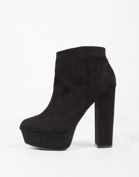 High Platform Suede Booties - Black Boots - Ankle Boots – 2020AVE