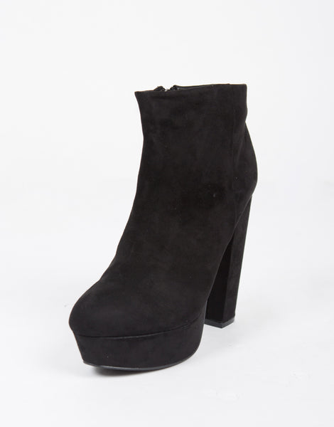 High Platform Suede Booties - Black Boots - Ankle Boots – 2020AVE
