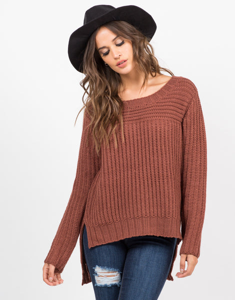 Hi-Low Knit Sweater - Chunky Sweater - Knit Sweater – 2020AVE