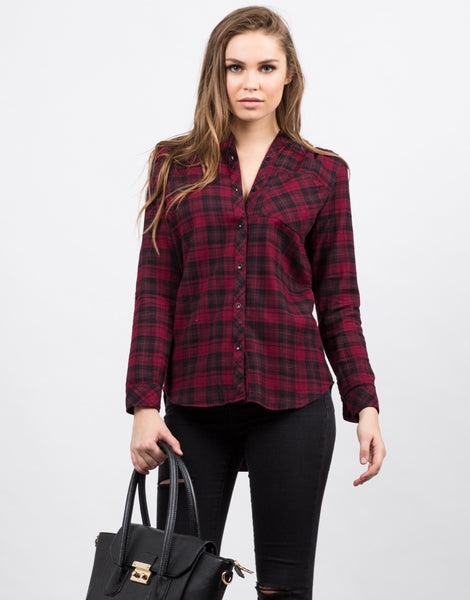 Hooded Contrast Flannel Shirt - Plaid Shirt – 2020AVE