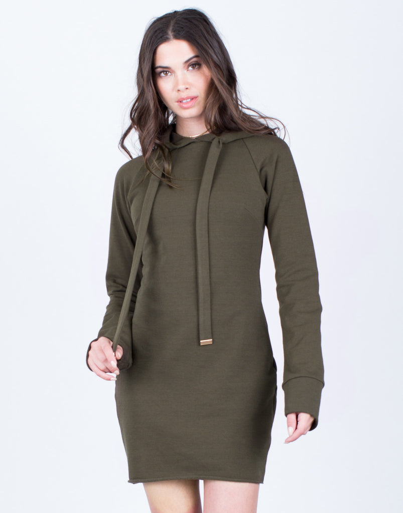 Download Hoodie Sweater Dress - Light Gray Sweater Dress - Olive ...