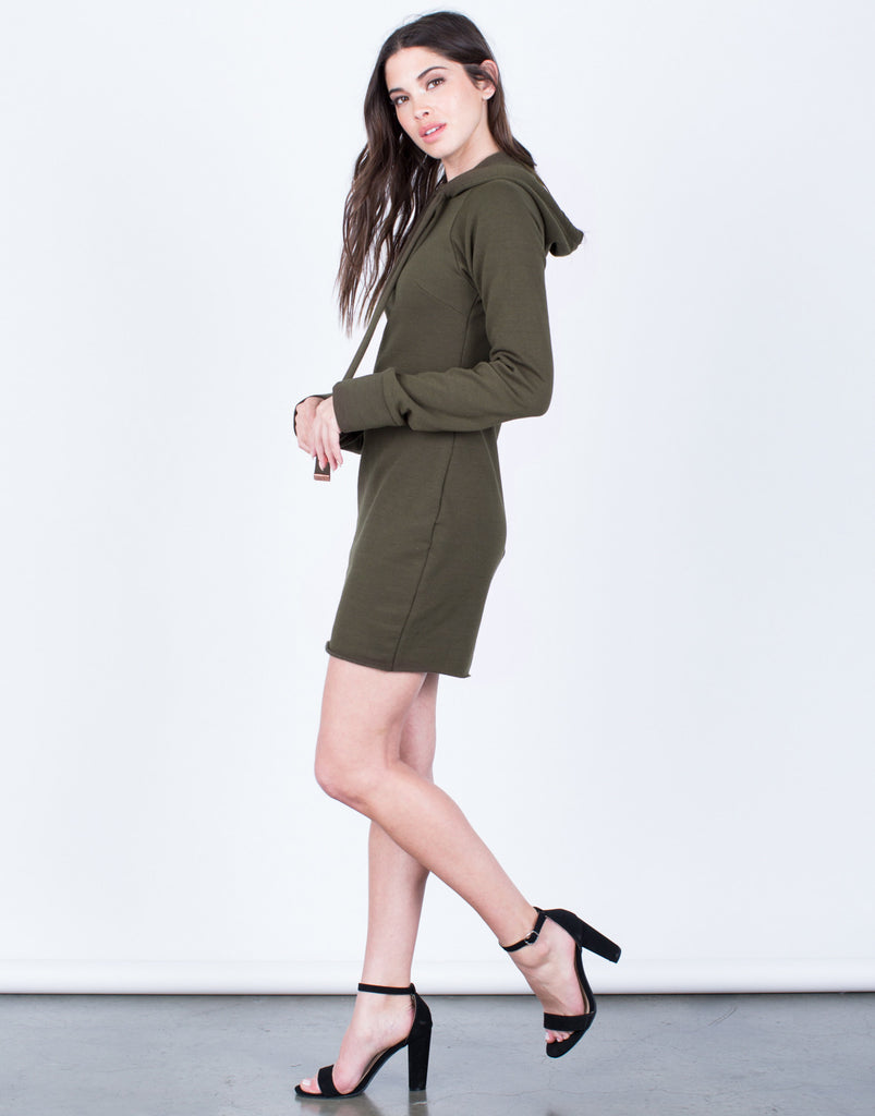 Download Hoodie Sweater Dress - Light Gray Sweater Dress - Olive ...