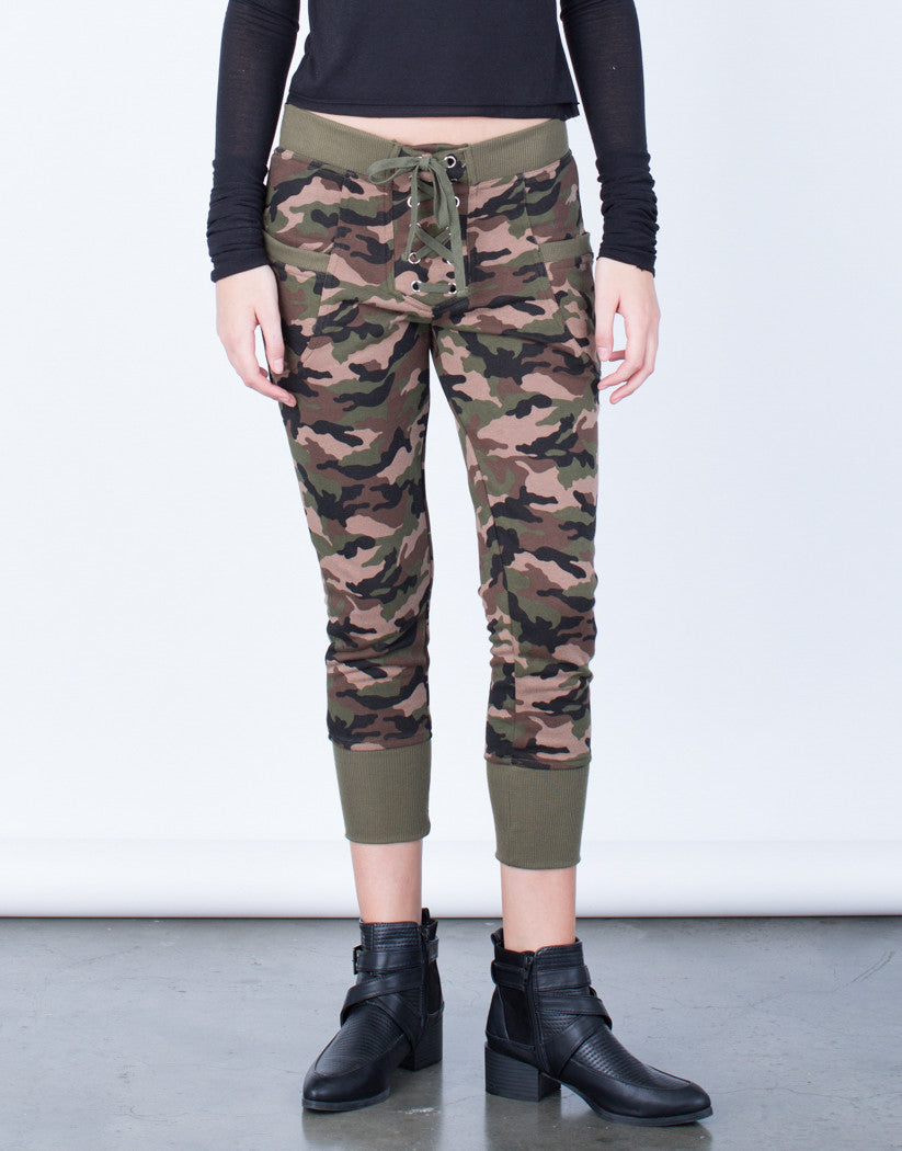 Lace up jogger pants