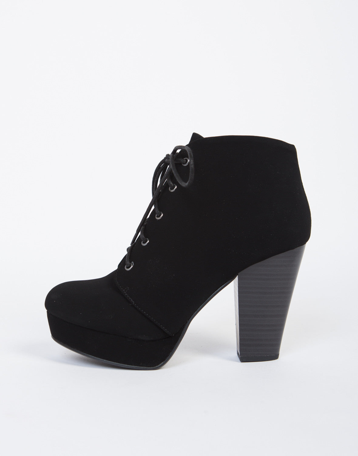 Lace-Up Platform Booties - Black Lace Up Ankle Booties – 2020AVE