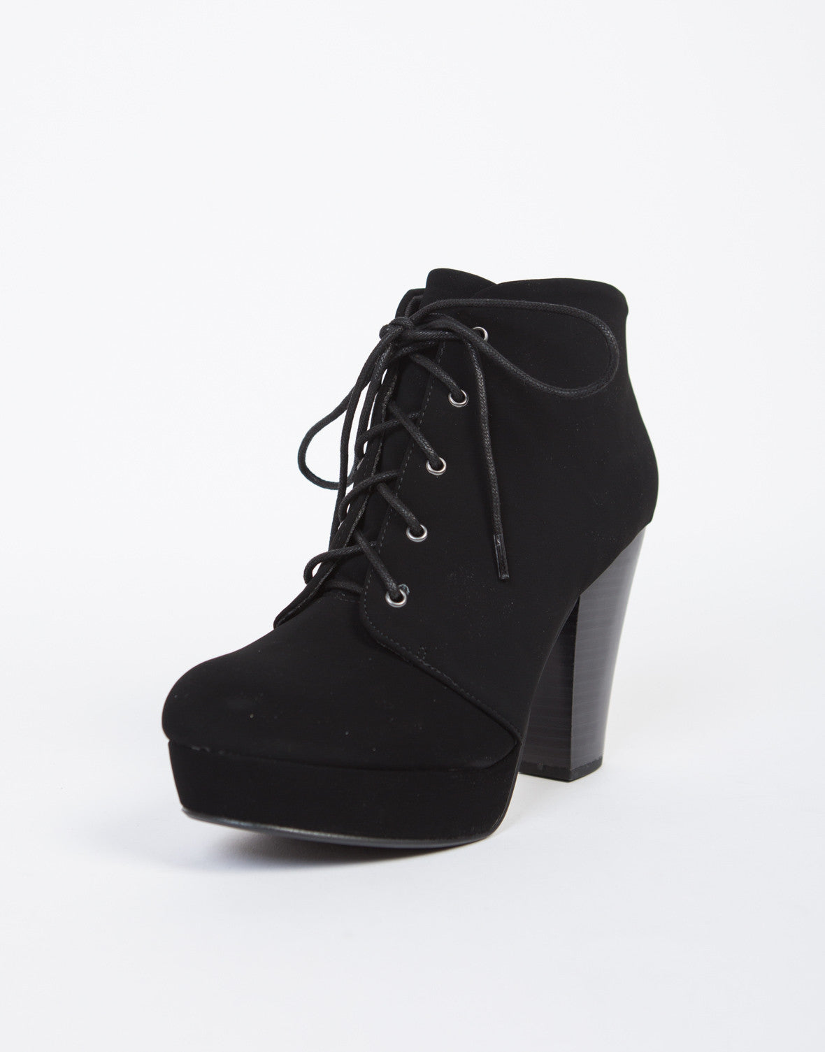 black lace up platform booties