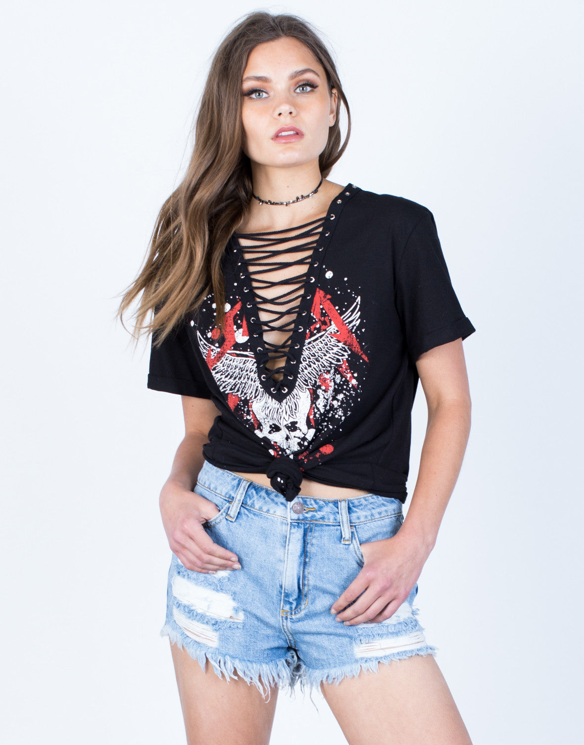 lace up tee