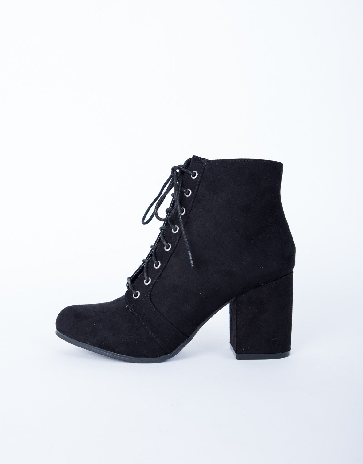 lace up suede booties