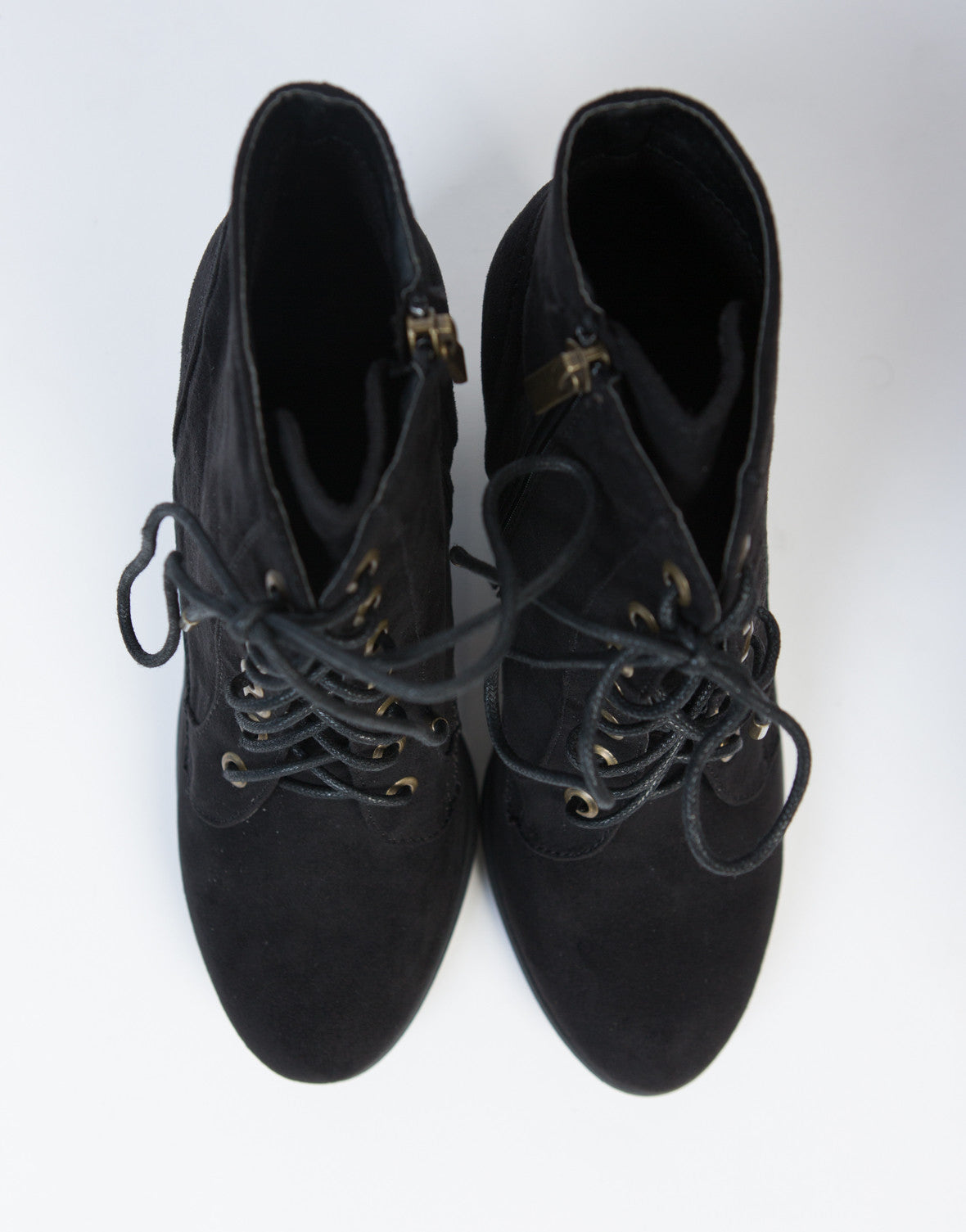 black suede booties wooden heel