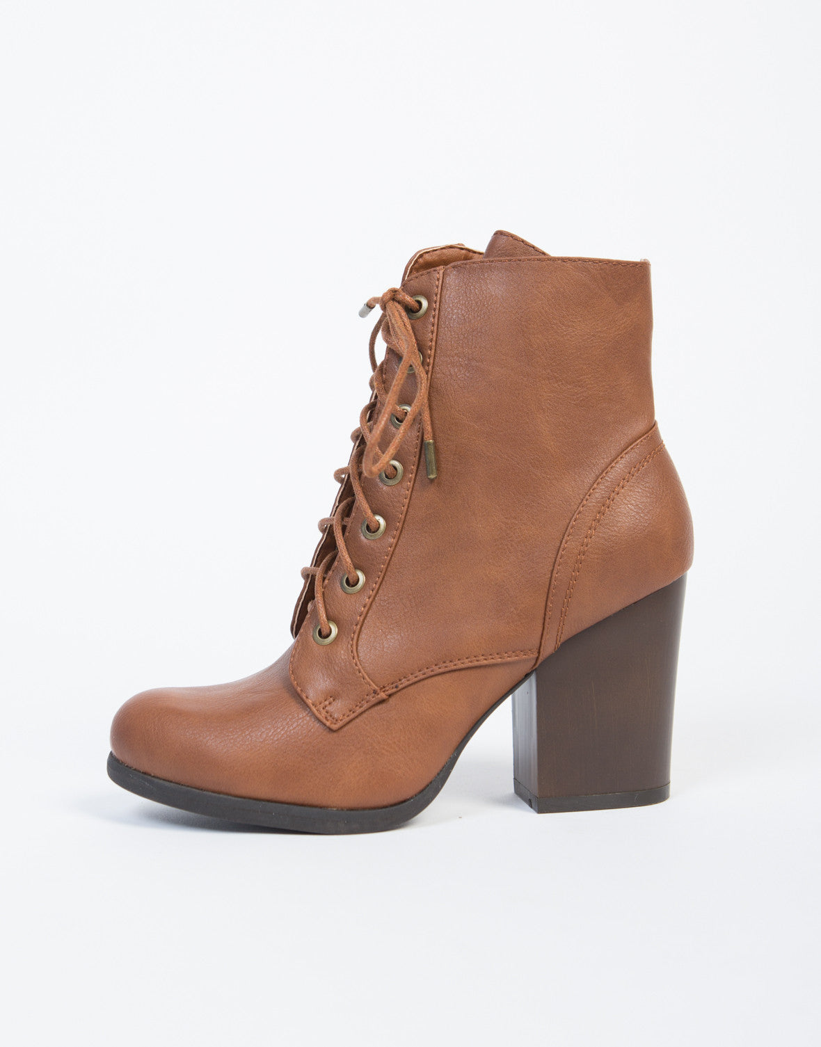 lace up leather heeled boots