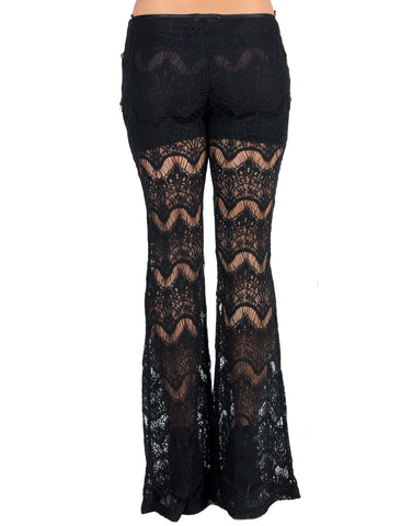 Laced and Flared Festive Pants - Black