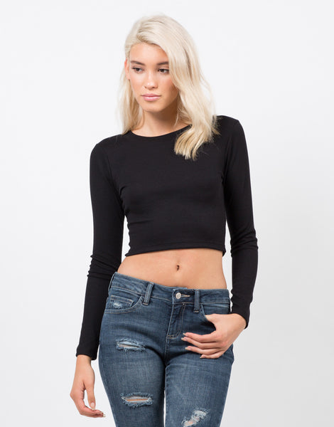 Lace-Up Crop Top - Black Crop Top - Womens Tops – 2020AVE