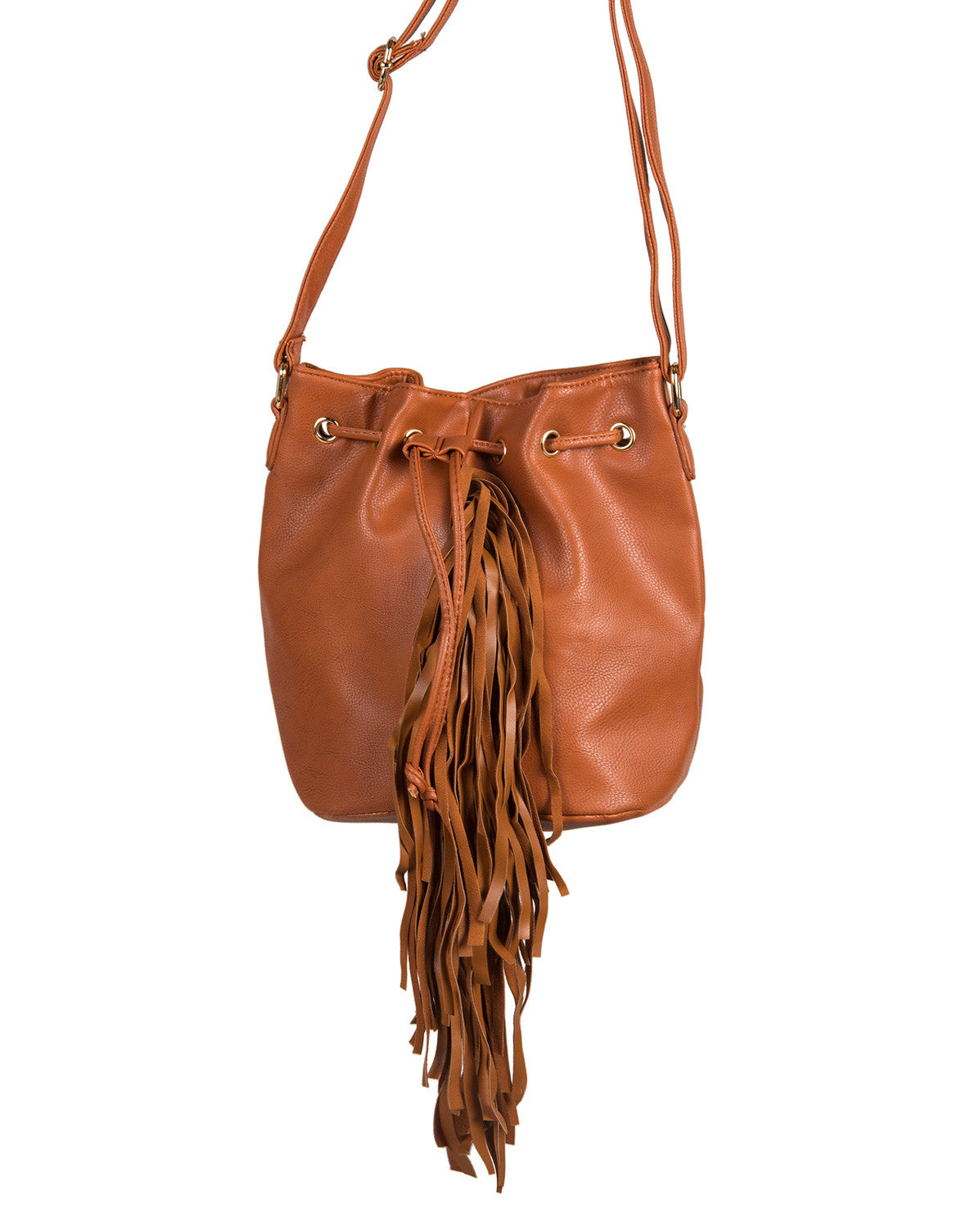 Leather Fringe Bucket Bag - Chestnut – 2020AVE