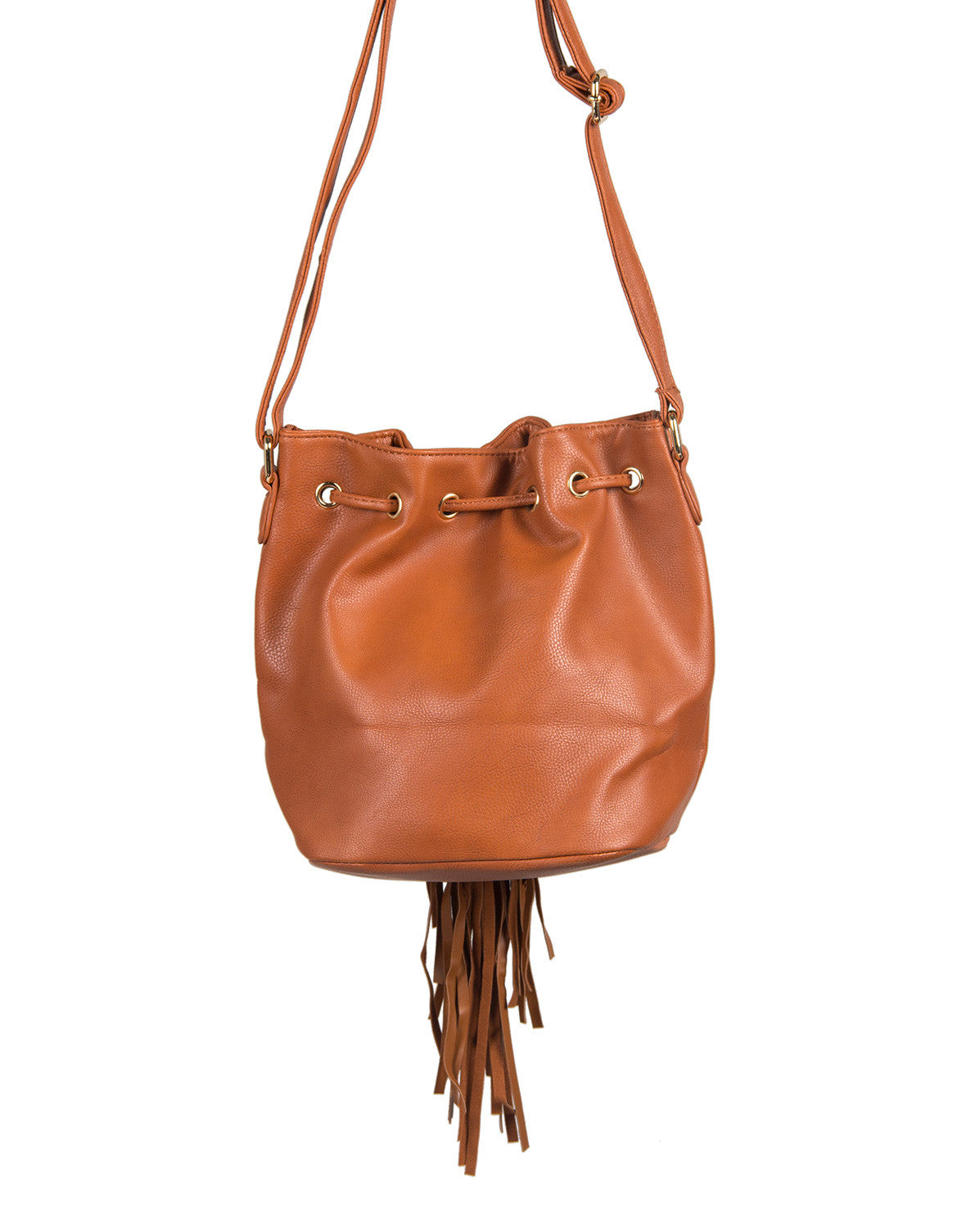 Leather Fringe Bucket Bag - Chestnut – 2020AVE