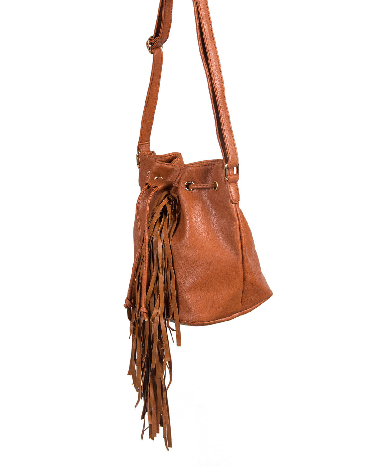 Leather Fringe Bucket Bag - Chestnut – 2020AVE