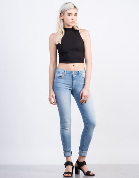 Light Wash Classic Skinny Jeans - Light Blue Denim - Blue Skinnies ...