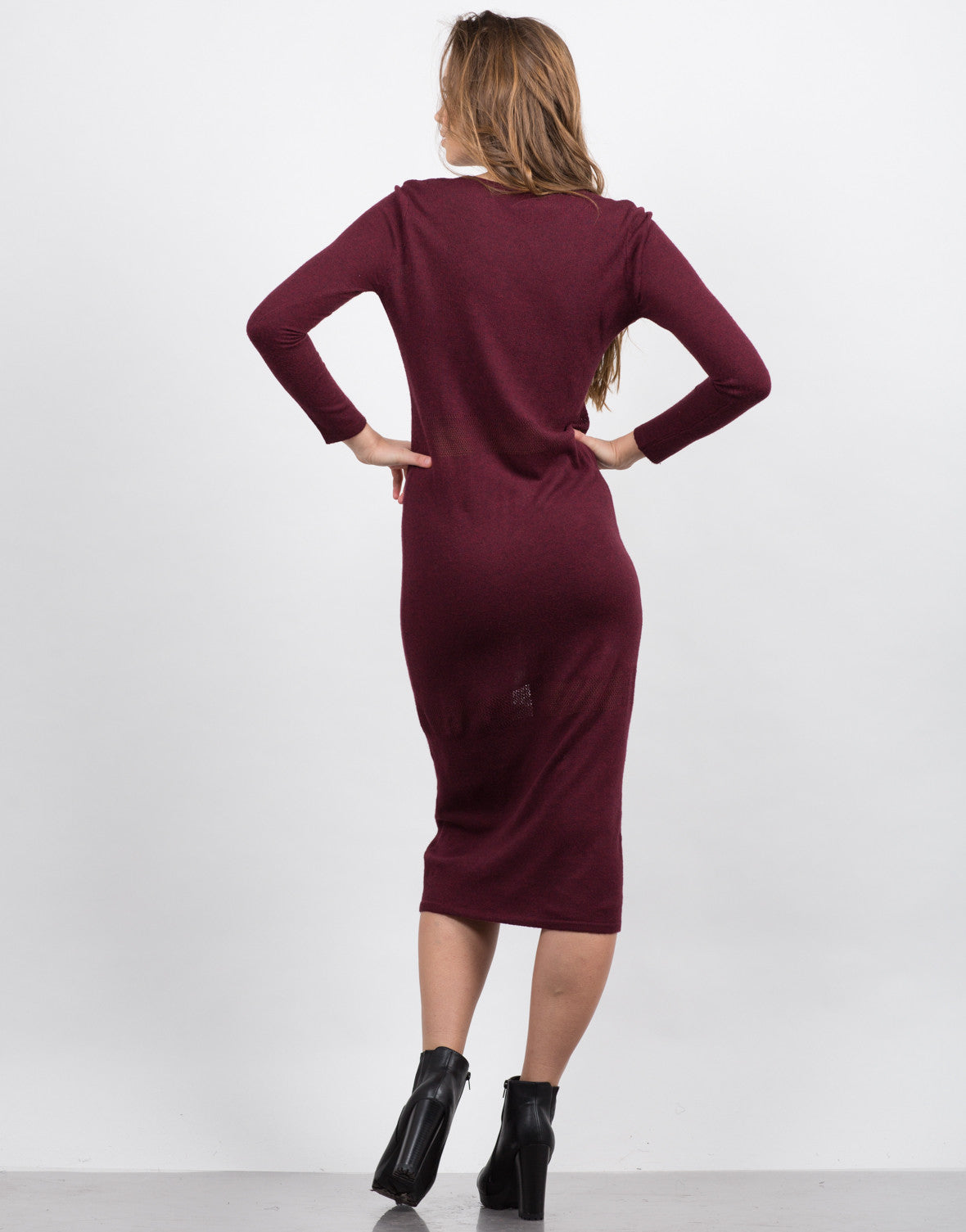 Lightweight Sweater Midi Dress - Red Dress - Day Dress – 2020AVE