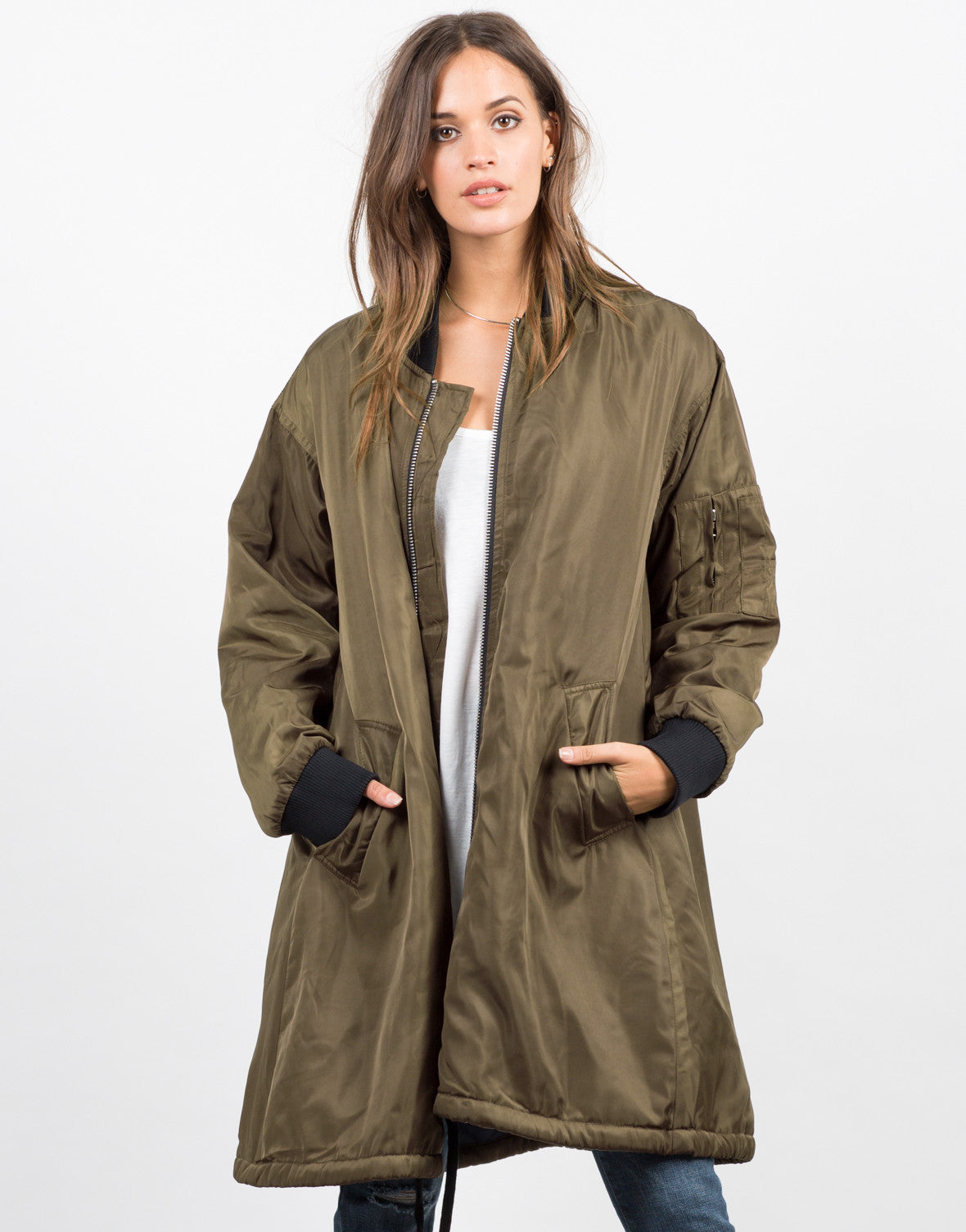 Long Bomber Jacket - Oversize Jacket - Womens Outerwear – 2020AVE