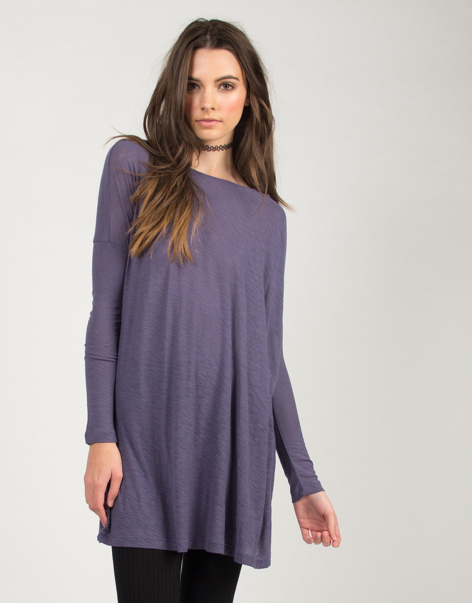 Long Sleeve Tunic Dress - Blue - Large – 2020AVE