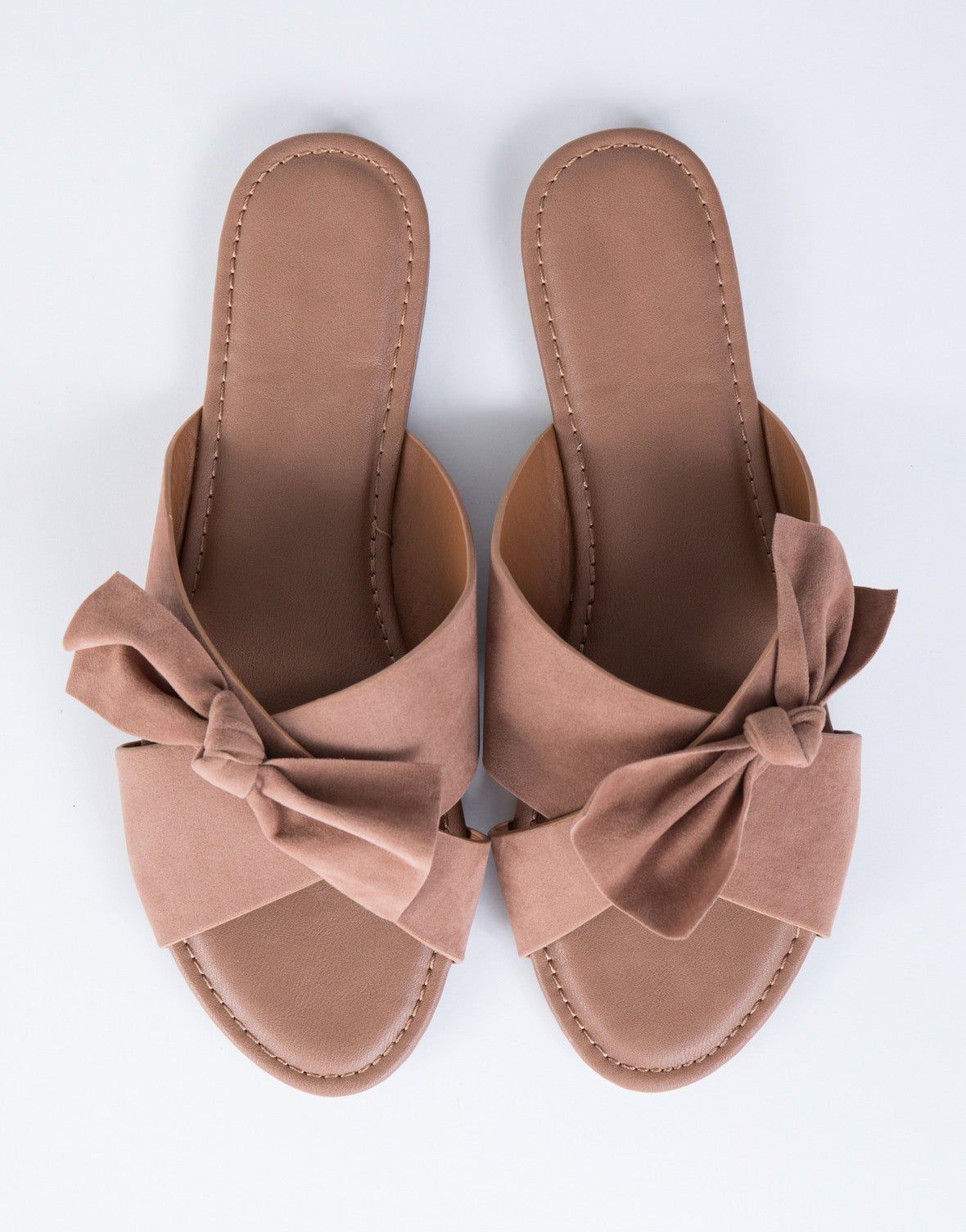 suede bow slides