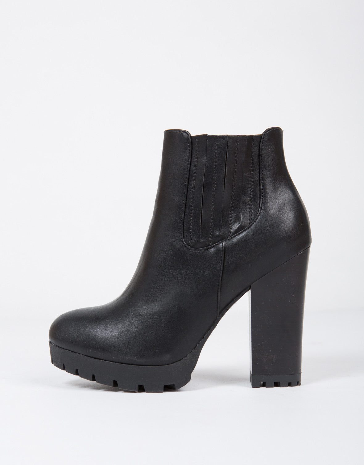 Lug Platform Ankle Boots - Black Boots - Heel Boots - Leather – 2020AVE