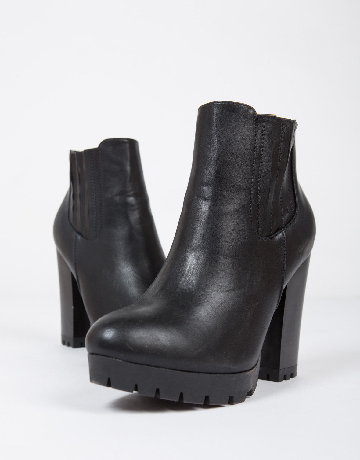 Lug Platform Ankle Boots - Black Boots - Heel Boots - Leather – Shoes ...