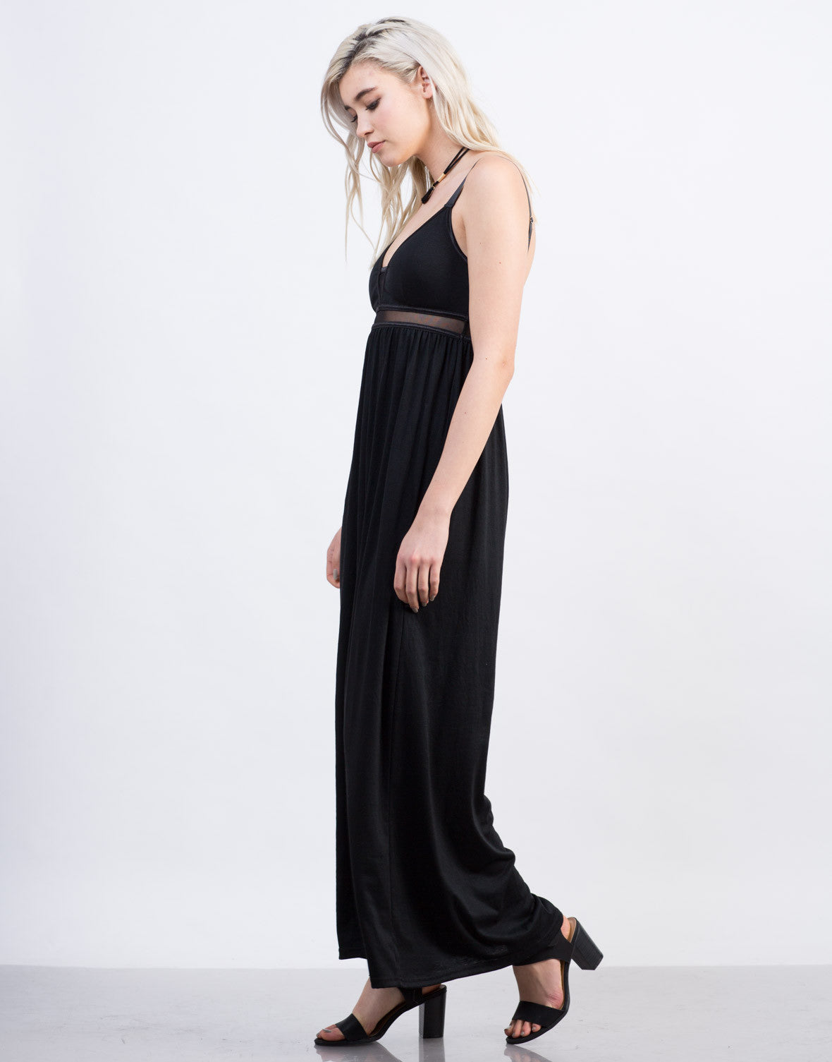 Mesh Trim Maxi Dress - Black Dress - Maxi Dress – 2020AVE