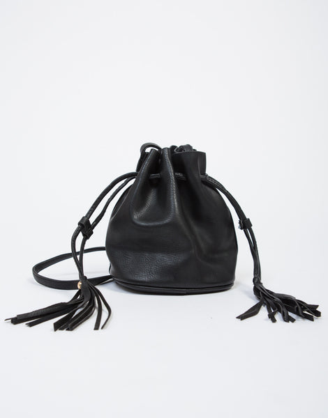 Mini Drawstring Bucket Bag - Black Leather Bag - Grey Bucket Bag – 2020AVE