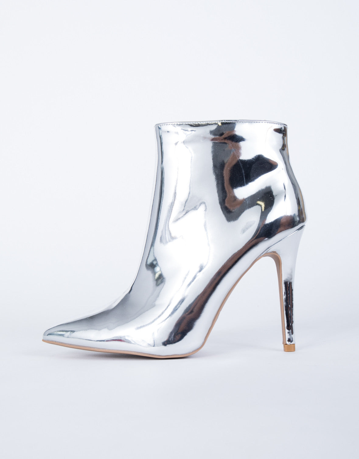 silver metallic boot