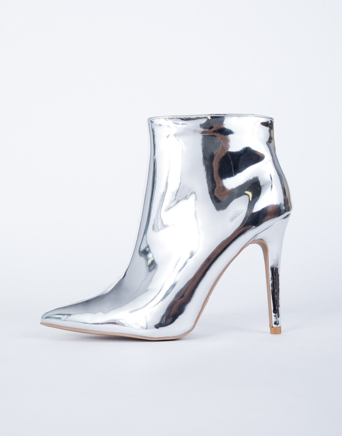 silver metallic booties