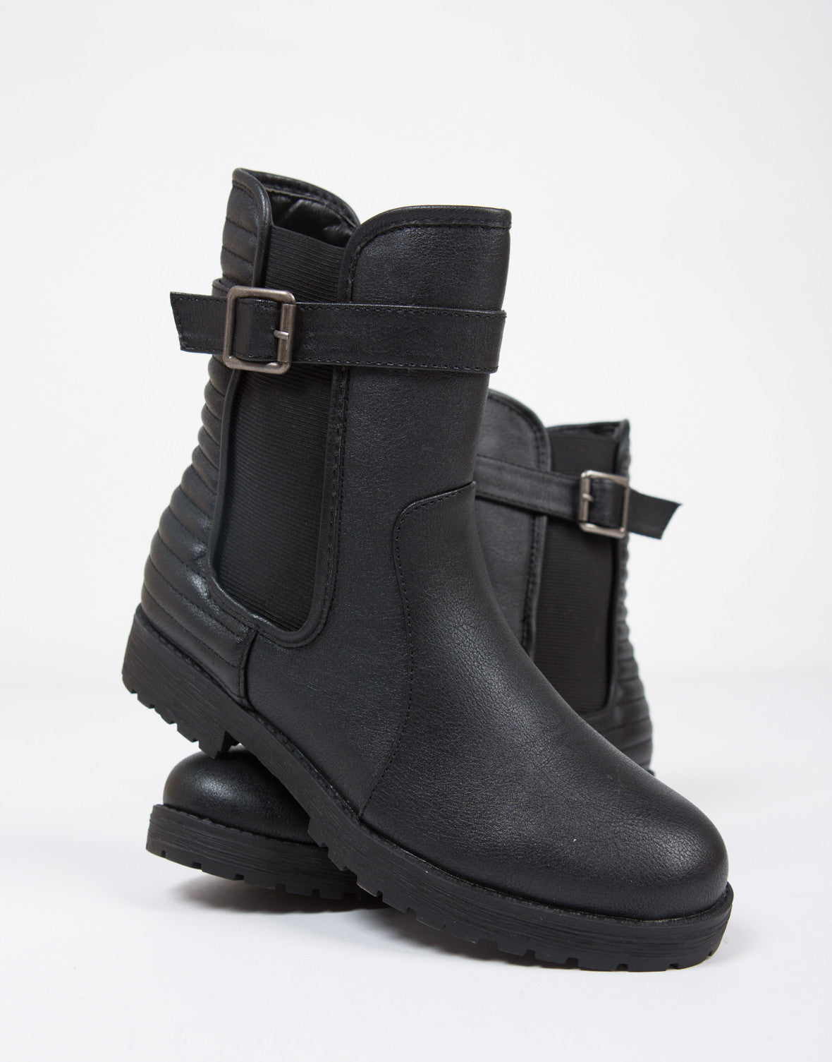 Moto Ridged Ankle Boots - Black Boots - Leather Boots – 2020AVE
