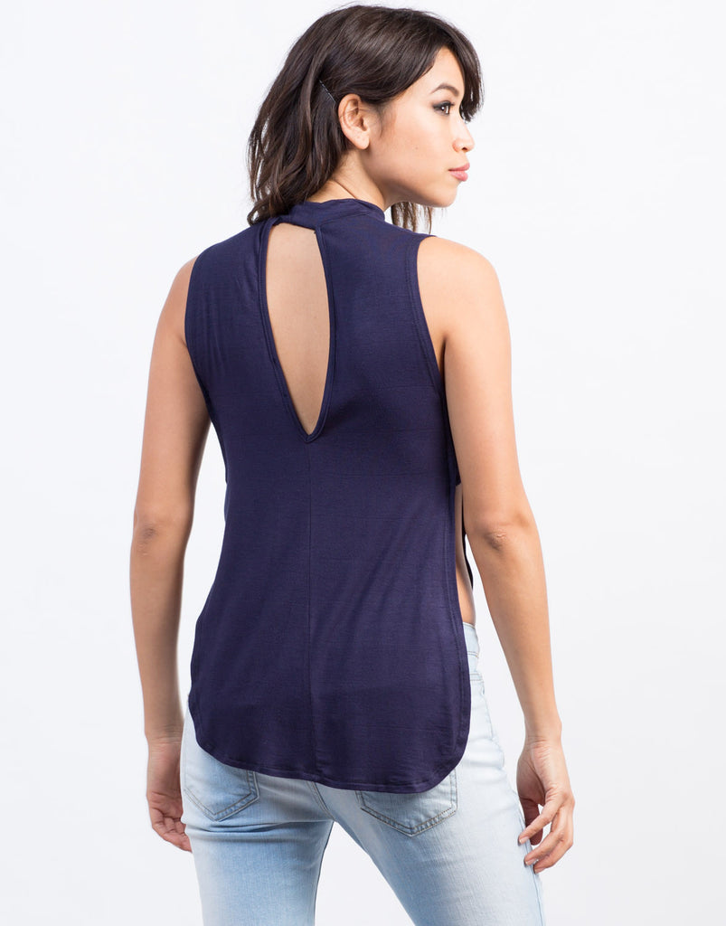 Download Open Sided Mock Neck Top - Side Slits - Mock Neck Tank ...