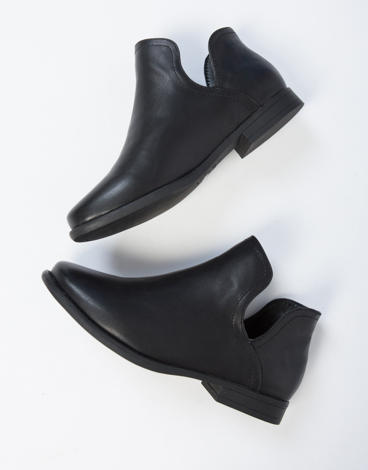 Open Sides Ankle Booties - Black 