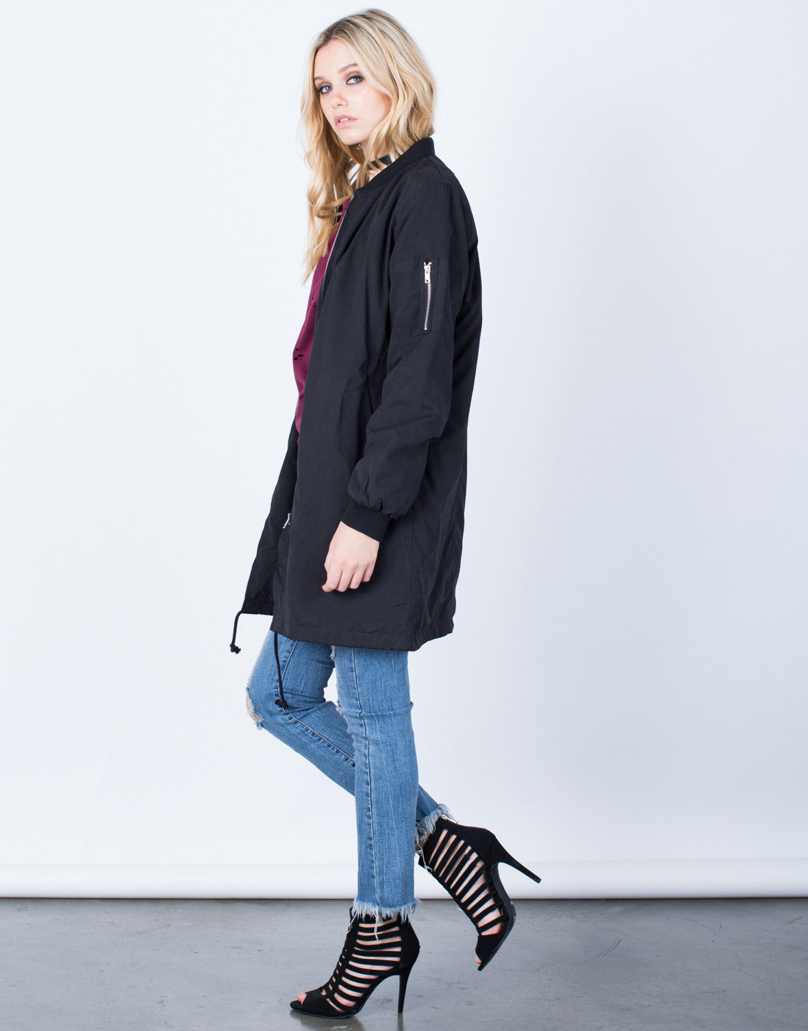 Download Oversized Longline Bomber Jacket - Lightweight Bomber ...