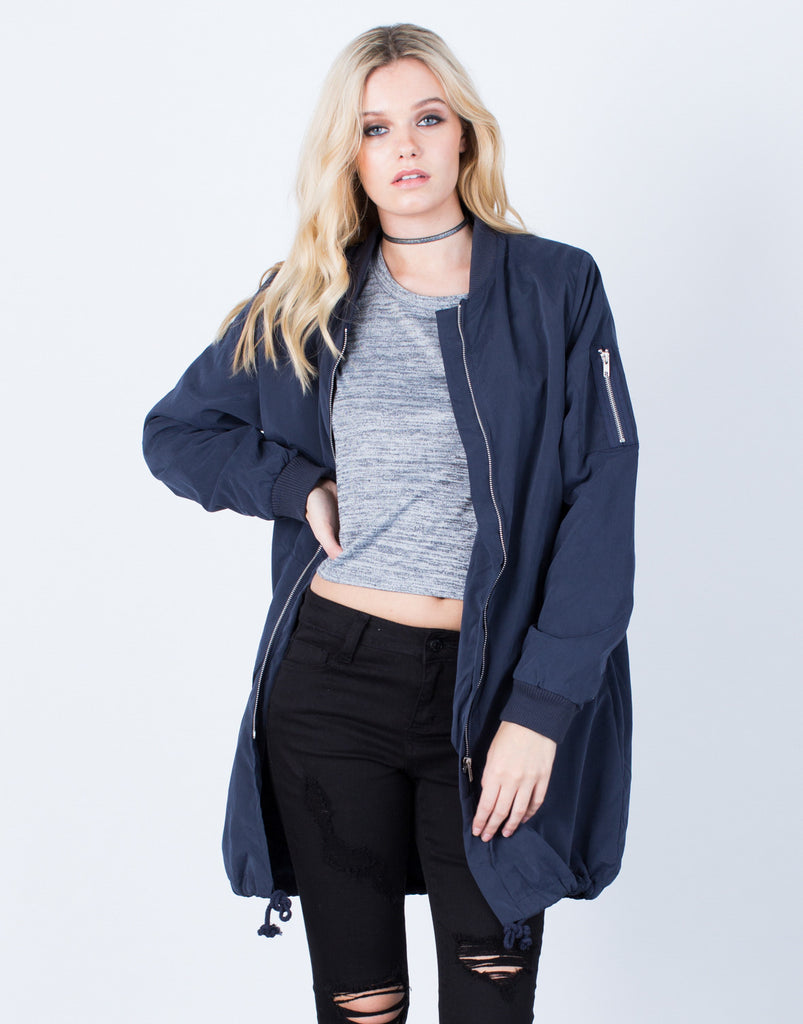 Download Oversized Longline Bomber Jacket - Lightweight Bomber ...