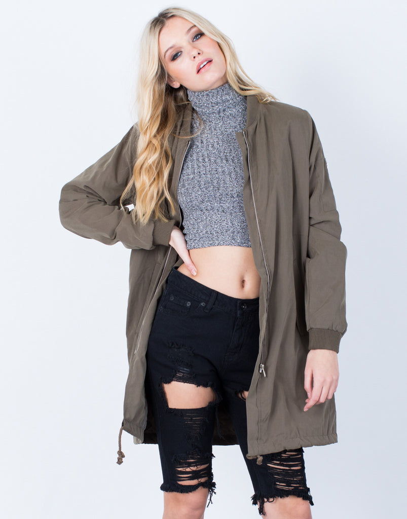 Download Oversized Longline Bomber Jacket - Lightweight Bomber ...