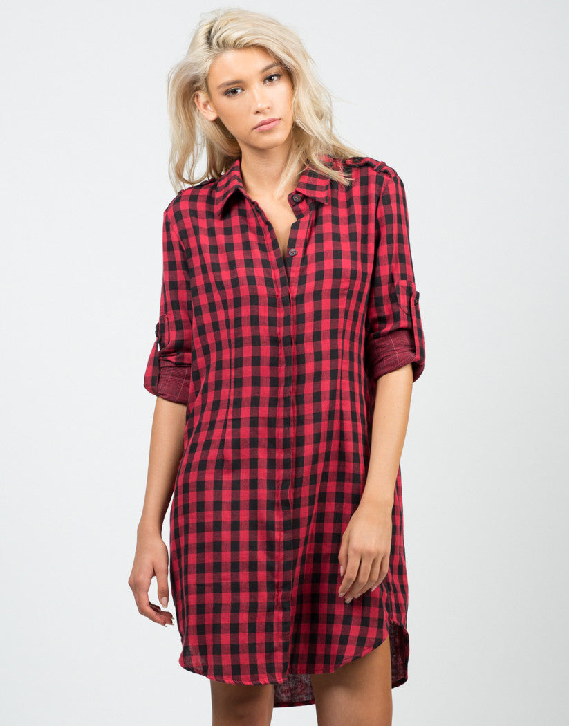 Oversized Checkered Shirt Dress – 2020AVE