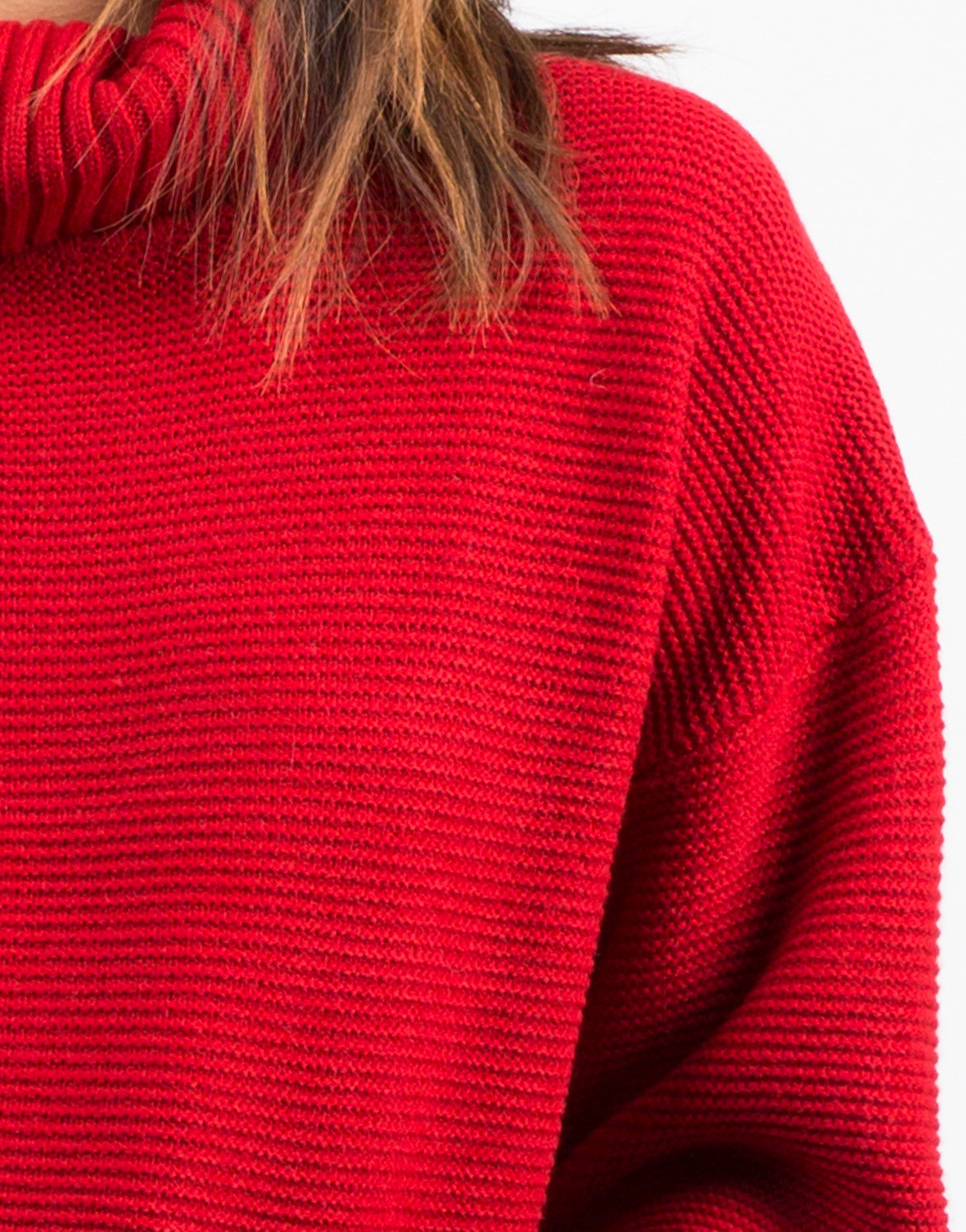 Oversized Crop Turtleneck Sweater - Red Top - Knit Sweater – 2020AVE
