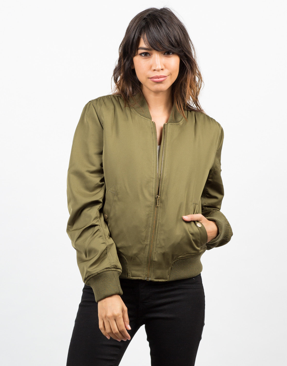 Padded Bomber Jacket - Green Jacket - Womens Outerwear – 2020AVE